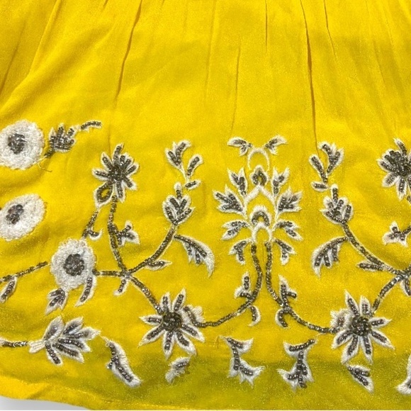 Anthropologie Maeve Calendula Beaded Peplum Top Sz 2 Yellow - Picture 3 of 7